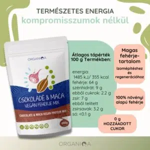 Organiqa 100% bio csokoládé-maca vegán fehérje mix - 400g - Image 6 Organiqa 100% bio csokoládé-maca vegán fehérje mix - 400g - Image 6