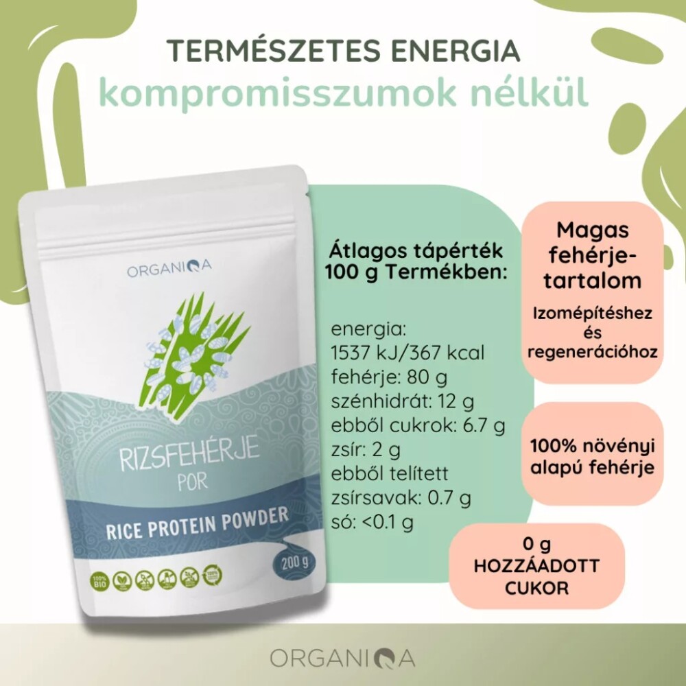 Organiqa Bio Rizsfehérje por - 200g - Image 6 Organiqa Bio Rizsfehérje por - 200g - Image 6
