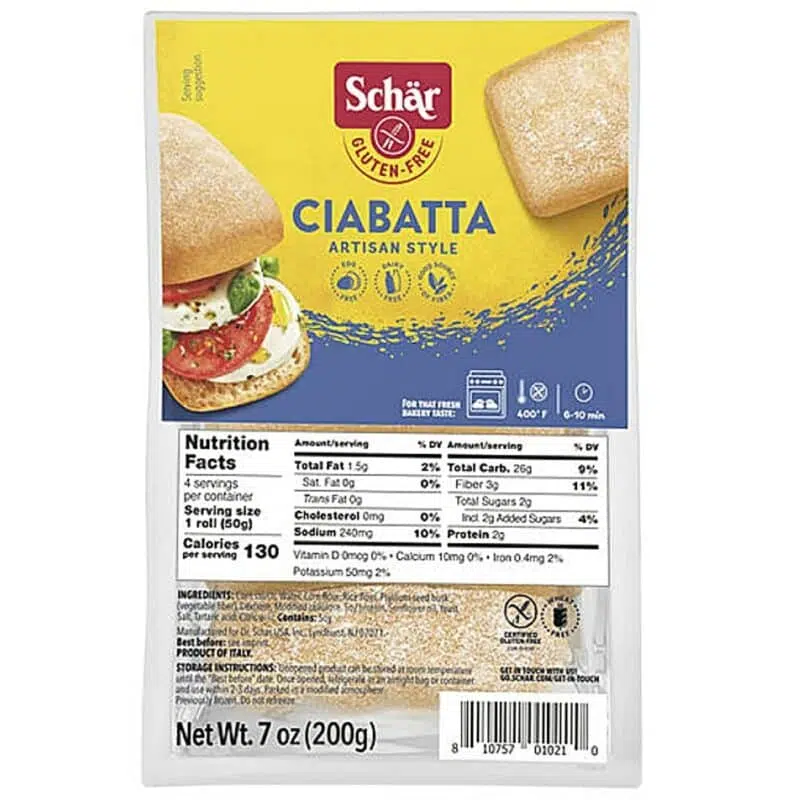 Schär gluténmentes ciabatta zsemle elősütött - 4x50g Schär gluténmentes ciabatta zsemle elősütött - 4x50g