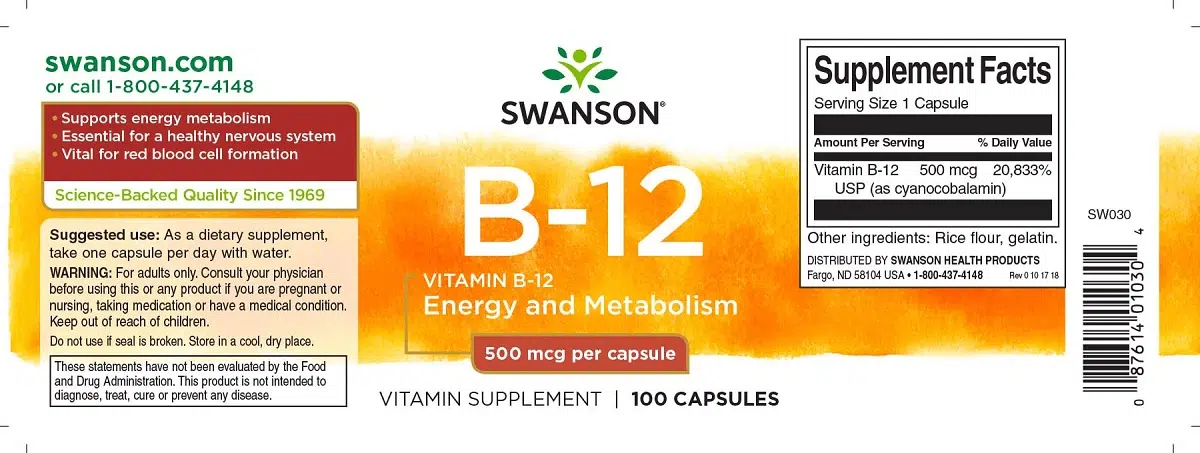 Swanson B12-vitamin kapszula - 100 Swanson B12-vitamin kapszula - 100