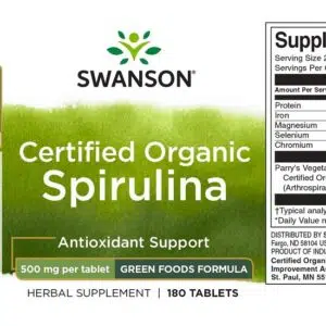 Swanson Spirulina alga tabletta - 180