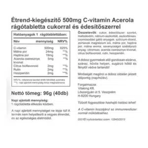 Vitaking Acerola C-500 komplex málnás rágótabletta - 40db