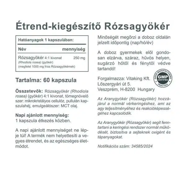 Vitaking Aranygyökér - Rhodiola Rosea kapszula Vitaking Aranygyökér - Rhodiola Rosea kapszula