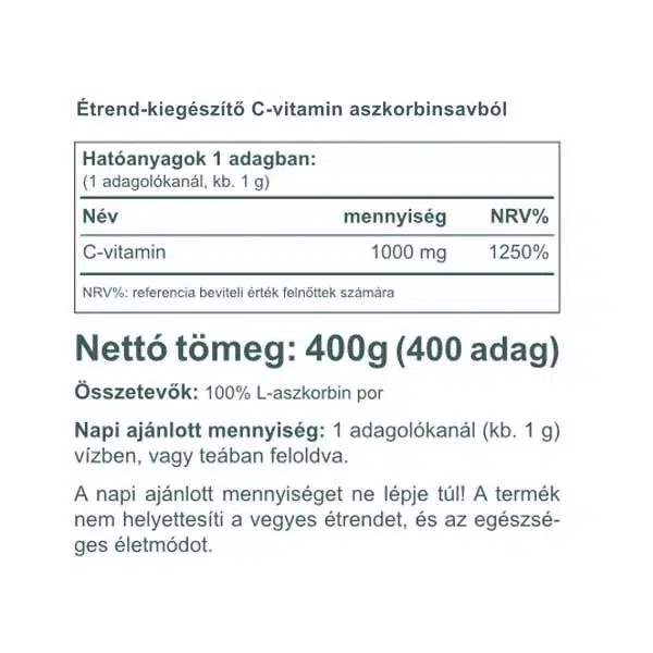 Vitaking Aszkorbinsav - C-vitamin por - 400g - Image 2 Vitaking Aszkorbinsav - C-vitamin por - 400g - Image 2