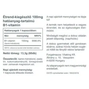 Vitaking B1-vitamin 100mg kapszula - 60 Vitaking B1-vitamin 100mg kapszula - 60
