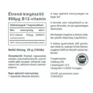 Vitaking B12-vitamin 500mcg kapszula - 100