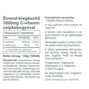 Vitaking C-Vitamin 1000mg + Csipkebogyó 60mg tabletta - 100