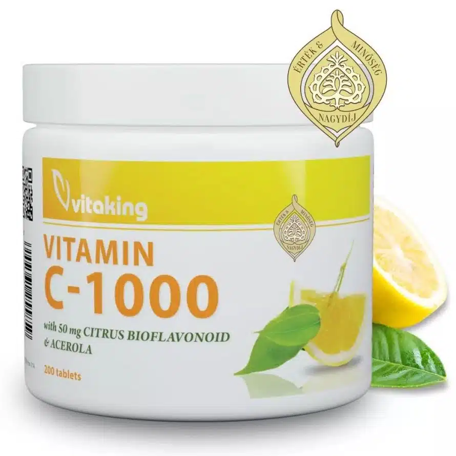Vitaking C-vitamin 1000mg Bioflavonoid, acerola, csipkebogyó tabletta - 200db Vitaking C-vitamin 1000mg Bioflavonoid, acerola, csipkebogyó tabletta - 200db