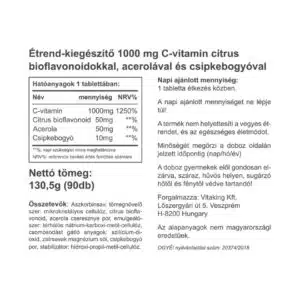 Vitaking C-vitamin 1000mg Bioflavonoid, acerola, csipkebogyó tabletta Vitaking C-vitamin 1000mg Bioflavonoid, acerola, csipkebogyó tabletta