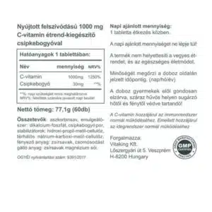 Vitaking C-vitamin 1000mg RETARD tabletta - 60 Vitaking C-vitamin 1000mg RETARD tabletta - 60