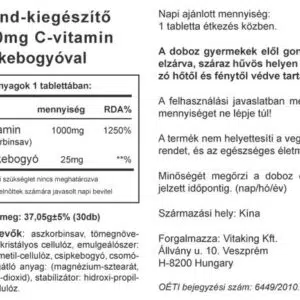 Vitaking C-vitamin 1000mg tabletta - 30 Vitaking C-vitamin 1000mg tabletta - 30
