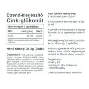Vitaking Cink Gluconate 25mg tabletta - 90