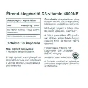 Vitaking D3-vitamin D-4000NE kapszula