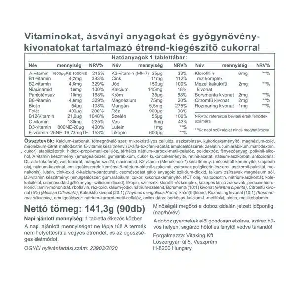 Vitaking Daily One Multivitamin tabletta - 90 Vitaking Daily One Multivitamin tabletta - 90