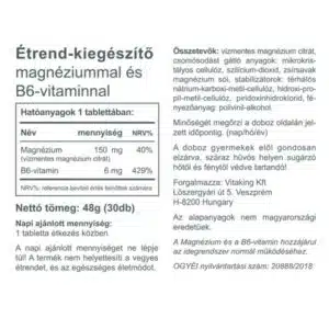 Vitaking Magnesium Citrate 150mg + B6-vitamin tabletta - 30 Vitaking Magnesium Citrate 150mg + B6-vitamin tabletta - 30