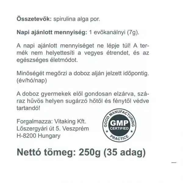 Vitaking Spirulina alga por - 250g - Image 3 Vitaking Spirulina alga por - 250g - Image 3