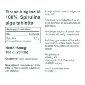 Vitaking Spirulina alga tabletta - 200db - Image 3