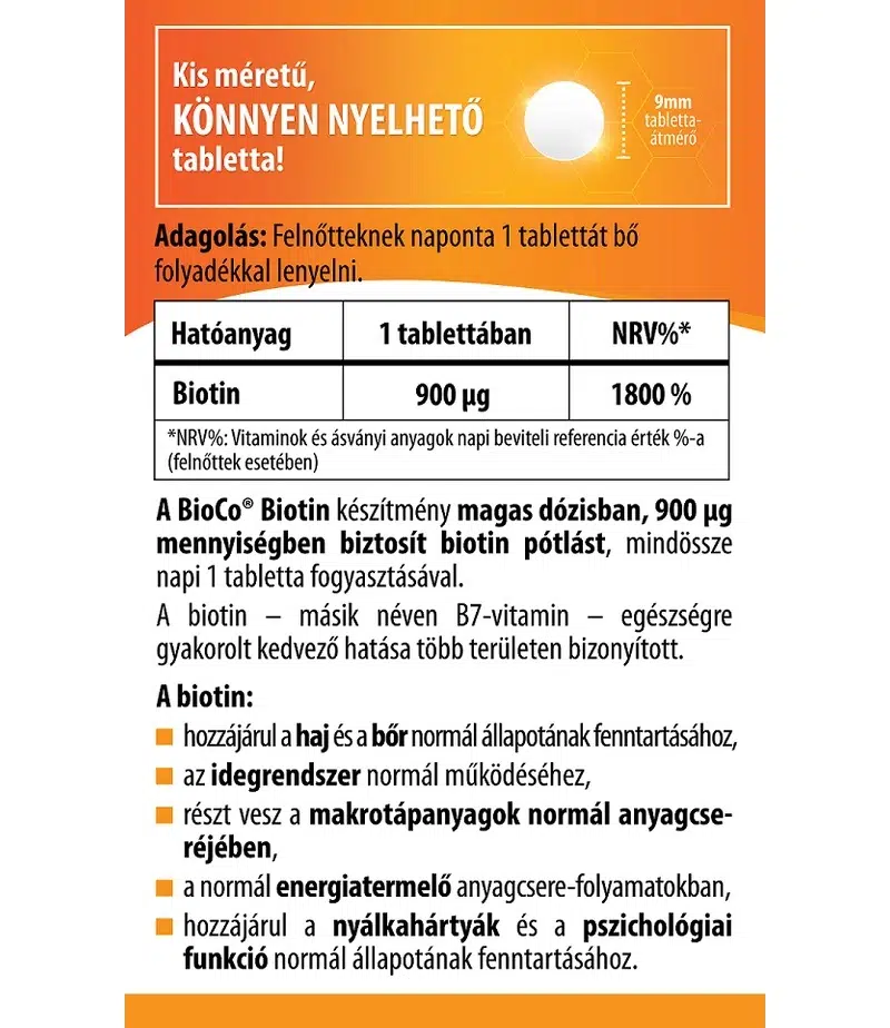 BioCo Biotin 900μg tabletta - 90db - Image 2 BioCo Biotin 900μg tabletta - 90db - Image 2