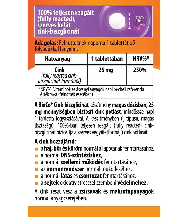 BioCo Cink-biszglicinát tabletta - 60db - Image 2 BioCo Cink-biszglicinát tabletta - 60db - Image 2