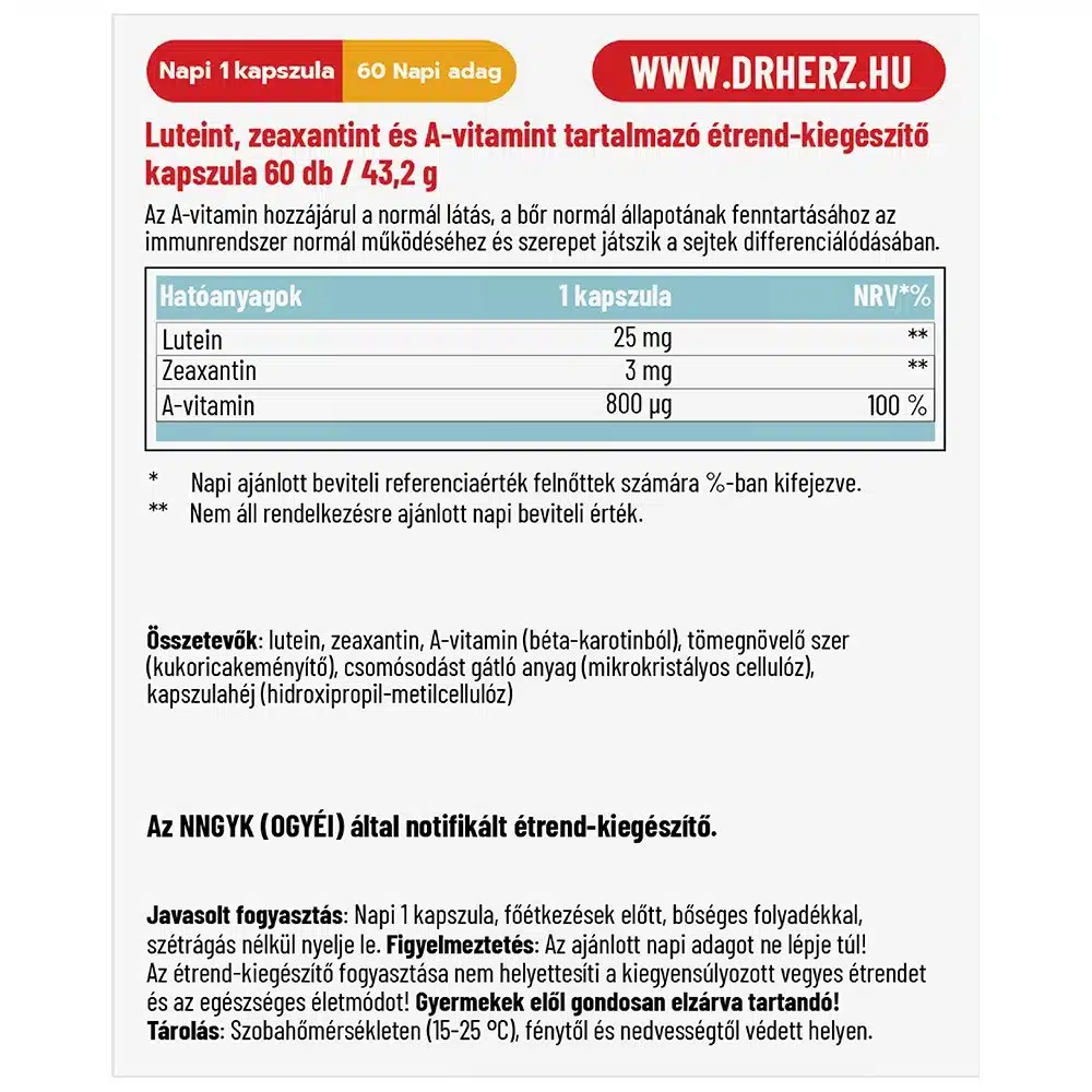 Dr. Herz Lutein 25mg kapszula Dr. Herz Lutein 25mg kapszula