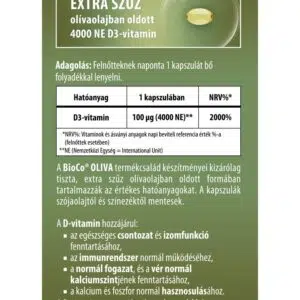 BioCo Oliva D3-vitamin Forte 4000NE lágyzselatin kapszula - 60db - Image 2