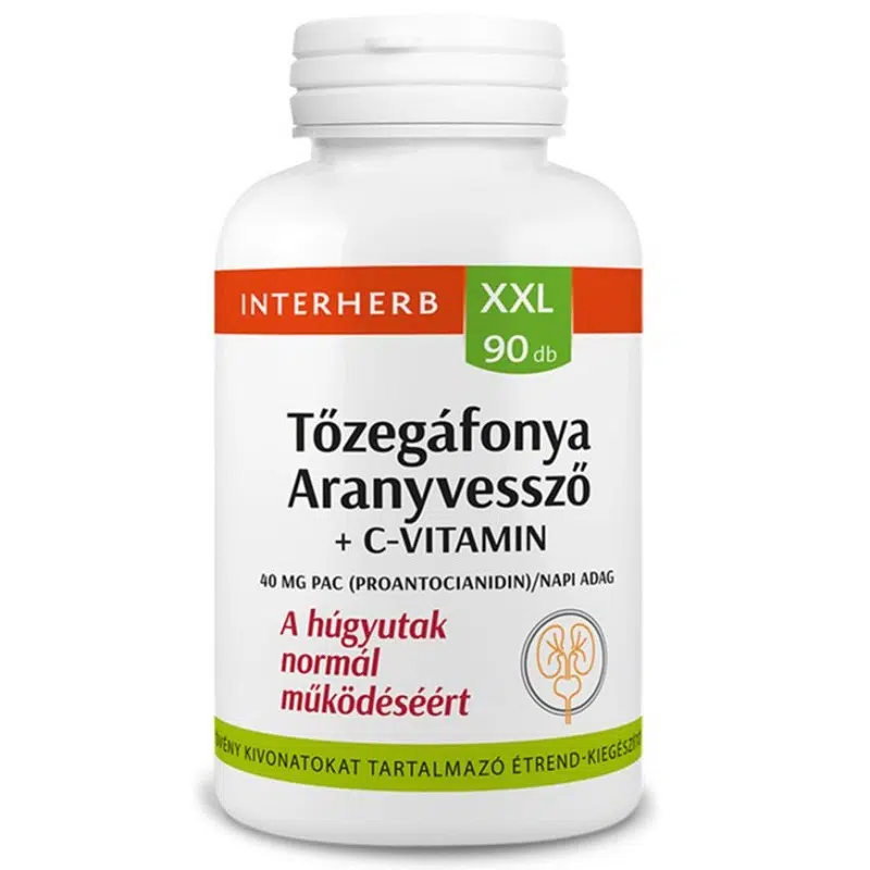 Interherb XXL Tőzegáfonya+Aranyvessző+C-vitamin kapszula - 90db Interherb XXL Tőzegáfonya+Aranyvessző+C-vitamin kapszula - 90db