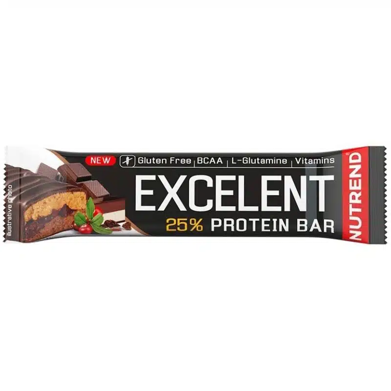 Nutrend Excelent 25% csoki-nugát-áfonya ízű fehérje szelet - 85g Nutrend Excelent 25% csoki-nugát-áfonya ízű fehérje szelet - 85g