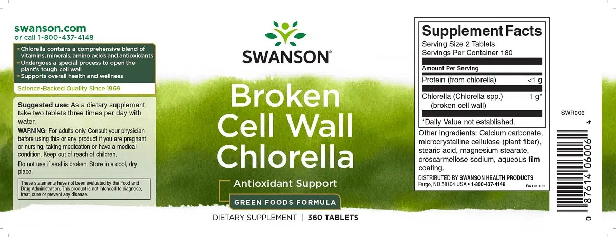 Swanson Chlorella alga tabletta - 360 Swanson Chlorella alga tabletta - 360