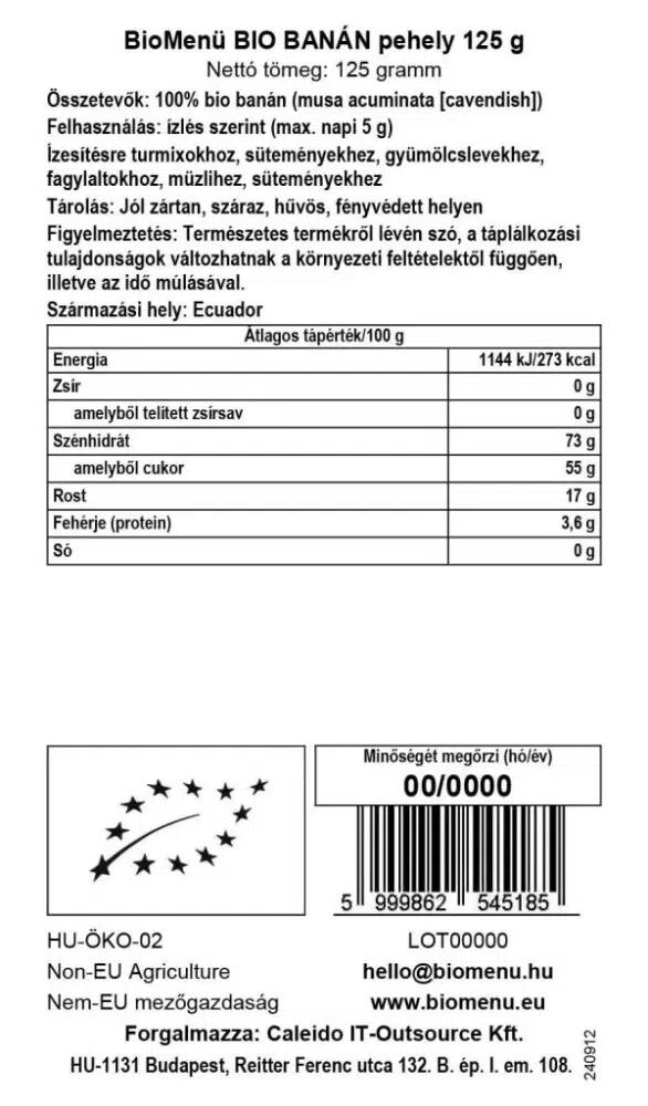 Biomenü BIO Banán pehely - 125g - Image 3 Biomenü BIO Banán pehely - 125g - Image 3
