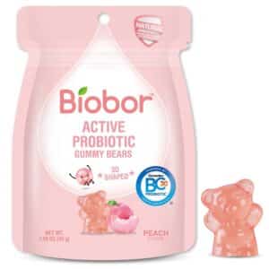 Biobor Őszibarack ízű gumicukorka probiotikus baktériumtörzsekkel - 45g