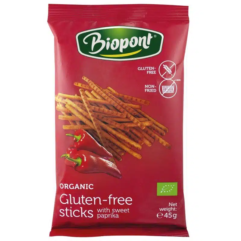 Biopont Gluténmentes sóspálcika, paprikás - 45g Biopont Gluténmentes sóspálcika, paprikás - 45g