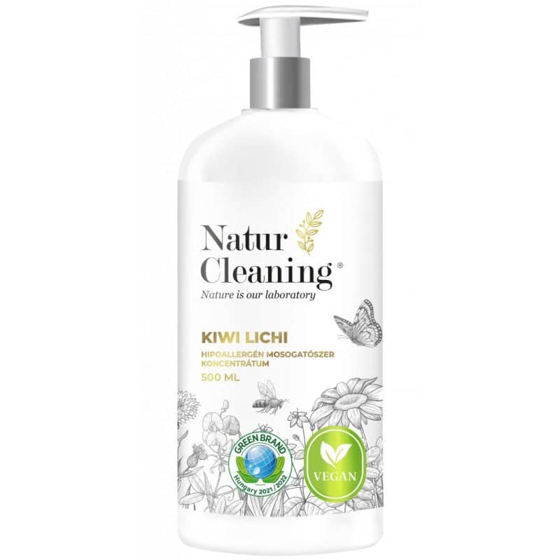 NaturCleaning Kiwi-Lichi Hypoallergén mosogatószer koncentrátum pumpás - 500ml NaturCleaning Kiwi-Lichi Hypoallergén mosogatószer koncentrátum pumpás - 500ml