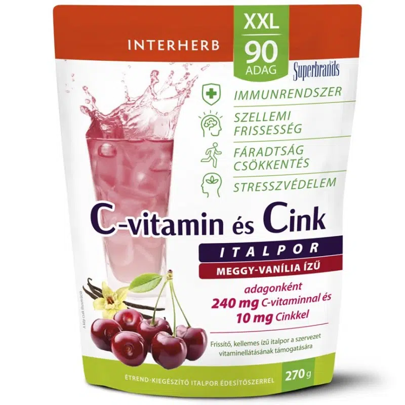 Interherb XXL C+Cink meggy-vanília italpor - 270g Interherb XXL C+Cink meggy-vanília italpor - 270g