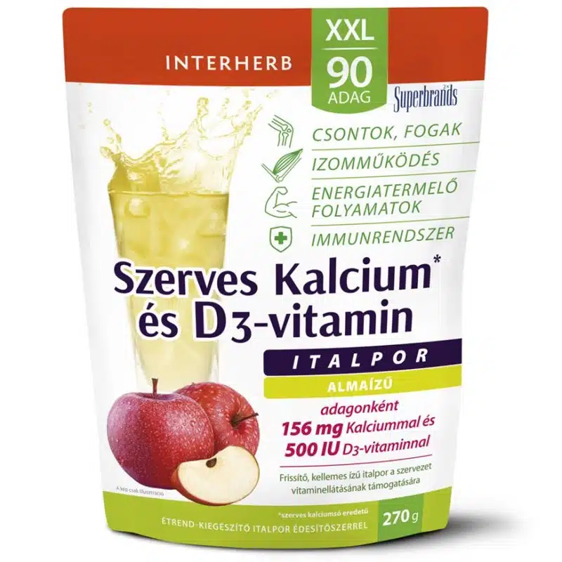 Interherb XXL Szerves Kálcium+D3 almás italpor - 270g Interherb XXL Szerves Kálcium+D3 almás italpor - 270g