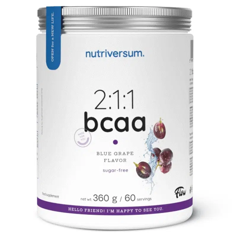 Nutriversum FLOW-2:1:1 BCAA kék szőlő sugar free - 360g Nutriversum FLOW-2:1:1 BCAA kék szőlő sugar free - 360g