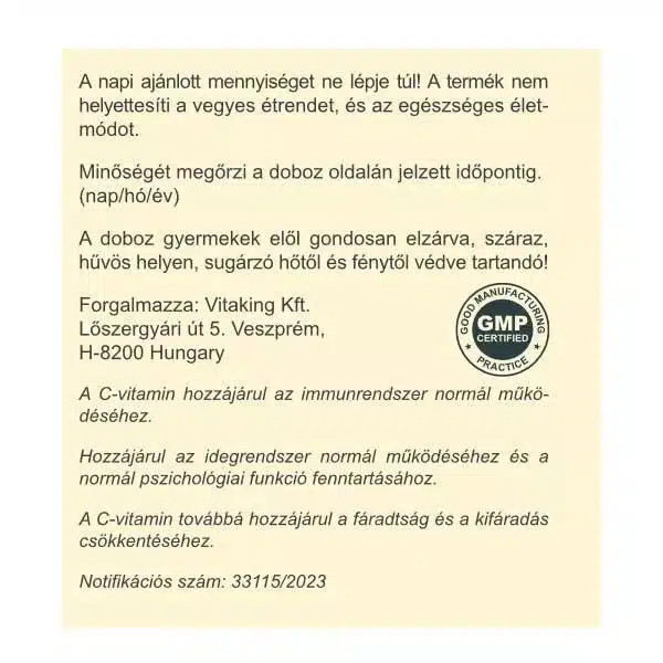 Vitaking Instant C-vitamin 1000mg citrom ízű italpor - 150g - Image 3 Vitaking Instant C-vitamin 1000mg citrom ízű italpor - 150g - Image 3