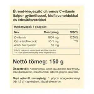 Vitaking Instant C-vitamin 1000mg citrom ízű italpor - 150g - Image 2 Vitaking Instant C-vitamin 1000mg citrom ízű italpor - 150g - Image 2