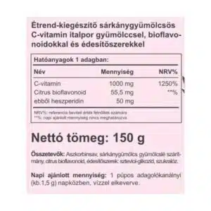 Vitaking Instant C-vitamin 1000mg sárkánygyümölcs ízű italpor - 150g - Image 2