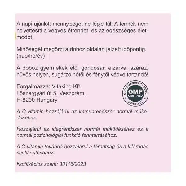 Vitaking Instant Supreme C-vitamin 1000mg szeder ízű italpor - 150g - Image 3 Vitaking Instant Supreme C-vitamin 1000mg szeder ízű italpor - 150g - Image 3