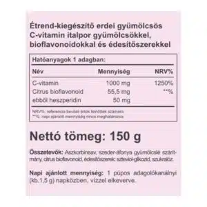 Vitaking Instant Supreme C-vitamin 1000mg szeder ízű italpor - 150g - Image 2 Vitaking Instant Supreme C-vitamin 1000mg szeder ízű italpor - 150g - Image 2