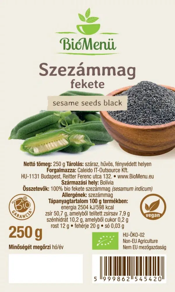 Biomenü Bio Fekete Szezámmag - 250g - Image 2 Biomenü Bio Fekete Szezámmag - 250g - Image 2