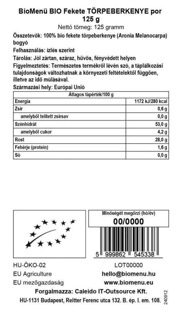 Biomenü Bio Fekete törpeberkenye por - 125g - Image 2 Biomenü Bio Fekete törpeberkenye por - 125g - Image 2