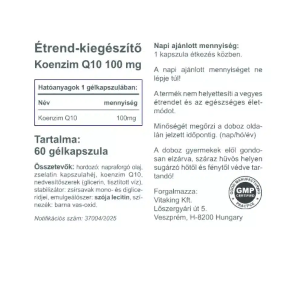 Vitaking Q10 koenzim 100mg kapszula - 60 Vitaking Q10 koenzim 100mg kapszula - 60