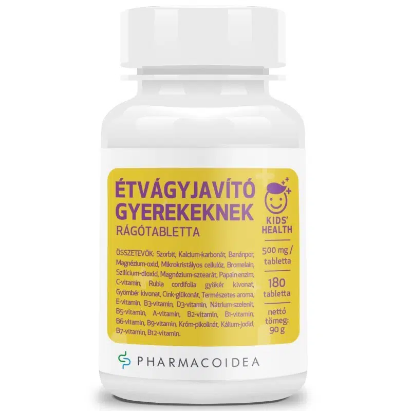Pharmacoidea Étvágyjavító rágótabletta gyerekeknek - 180db Pharmacoidea Étvágyjavító rágótabletta gyerekeknek - 180db