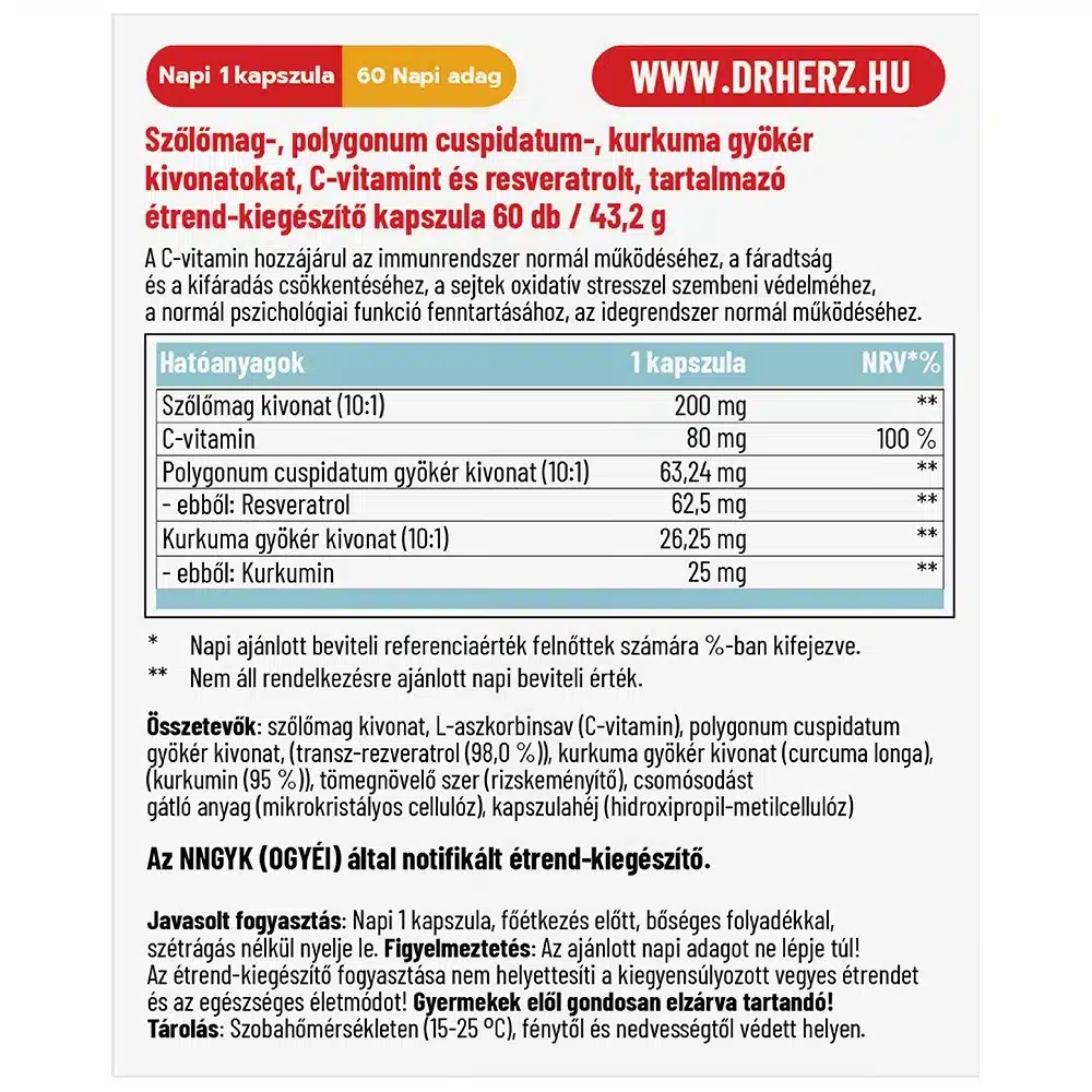 Dr. Herz Rezveratrol kapszula Dr. Herz Rezveratrol kapszula