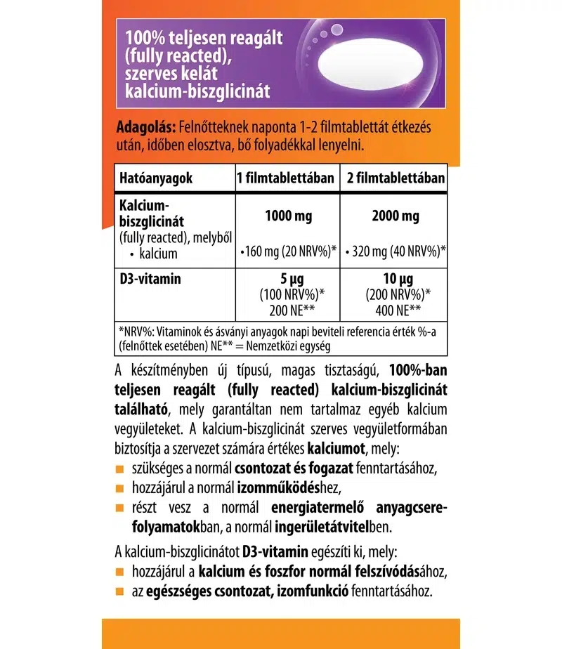 BioCo Kalcium-biszglicinát+D3-vitamin filmtabletta - 90db - Image 2 BioCo Kalcium-biszglicinát+D3-vitamin filmtabletta - 90db - Image 2