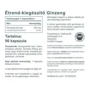 Vitaking Ginseng (ginzeng)  kapszula - 90db - Image 3