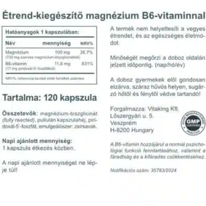 Vitaking Magnézium Biszglicinát + P5P (B6-vitamin) kapszula - 120db - Image 2