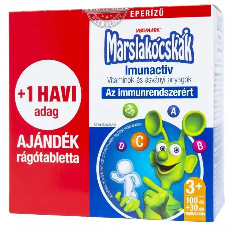 Walmark Marslakócskák Imunactiv rágótabletta epres ízben - 100+30db Walmark Marslakócskák Imunactiv rágótabletta epres ízben - 100+30db