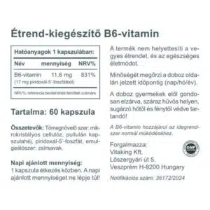 Vitaking B6-vitamin + P5P kapszula - 60 Vitaking B6-vitamin + P5P kapszula - 60